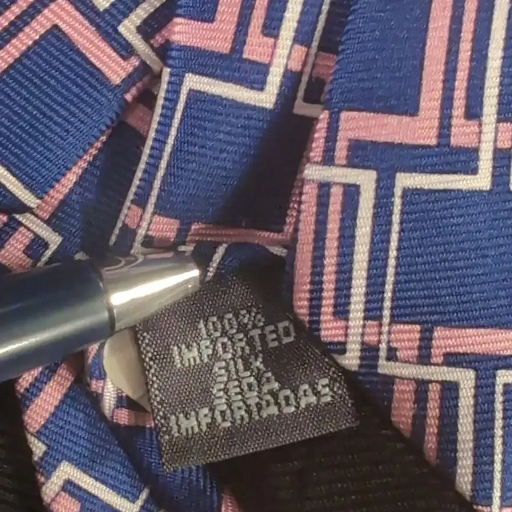 Emanuel Ungaro Tie Mens One Size Blue Silk Geometric Designer Lot Of 2 Classic